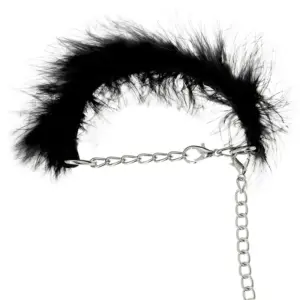 Coquette - Luxus szörös bilincs lánccal (fekete) - Image 3