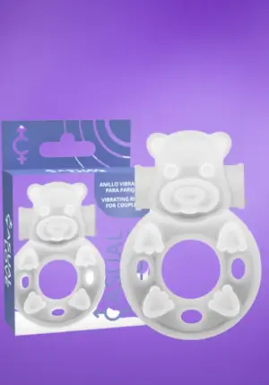 Casual Love - Vibrációs macis péniszgyűrű (áttetsző)