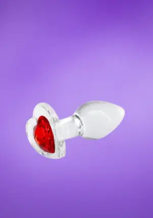 Crystal Desires  - Üveg análdugó szív alakú piros kővel