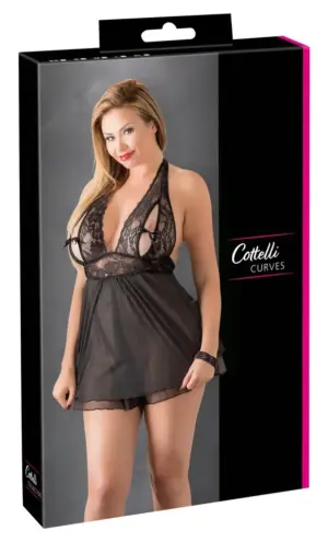 Cottelli Plus Size - Csipkés lenge babydoll (fekete) XL - Image 3