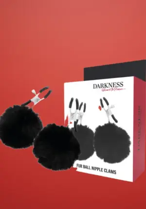 Darkness - Mellbimbó csipesz pom-pommal (fekete)