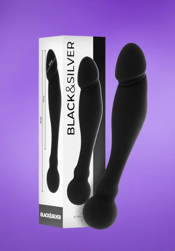 Black & Silver Karl - Kétvégű dildó (fekete)