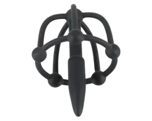 Penis Plug - Szilikon makk ketrec húgycsőkúppal (fekete) - Image 3