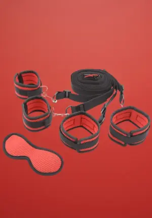 Latetobed - Ágyhoz kötöző szett (fekete-piros)