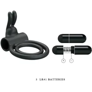 Pretty Love Osmond - Vibrációs dupla péniszgyűrű (fekete) - Image 5