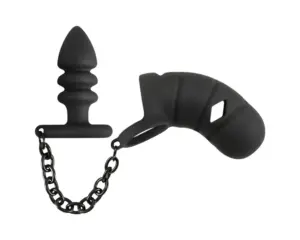 Black Velvet - szilikon péniszketrec anál pluggal (fekete) - Image 2