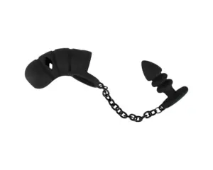 Black Velvet - szilikon péniszketrec anál pluggal (fekete) - Image 3