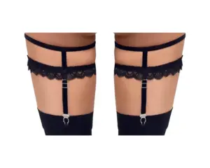 Cottelli - Díszes harisnyakötő combszíj (fekete) S/M - Image 3