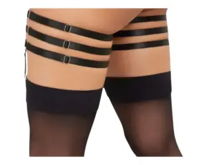 Cottelli - Bőr hatású harisnyakötő combszíj (fekete) - Image 3