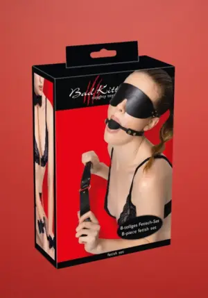 Bad Kitty - bondage szett táskában - 7 részes (fekete-arany)