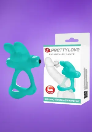 Pretty Love Dante - Nyuszis péniszgyűrű herepánttal (zöld)