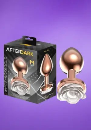 Afterdark - Rosegold análdugó fehér rózsával M