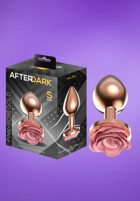 Afterdark - Rosegold análdugó pink rózsával S