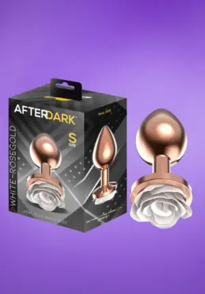 Afterdark - Rosegold análdugó fehér rózsával S
