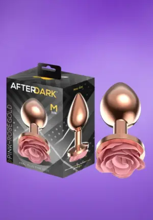 Afterdark - Rosegold análdugó pink rózsával M