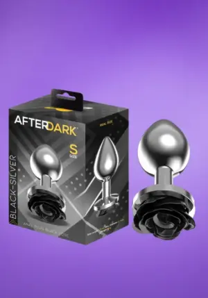 Afterdark - Metál análdugó fekete rózsával S