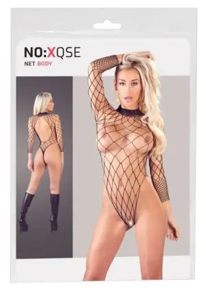 NO:XQSE - hosszúujjú, hálós necc body (fekete) S-L - Image 5
