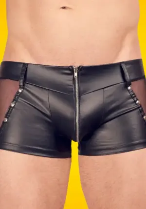 Svenjoyment - Áttetsző oldalbetétes, cipzáros boxer (fekete) XL